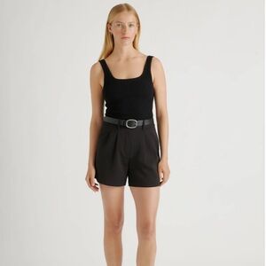 Stretch Crepe Pleated Short Black 12 Like New